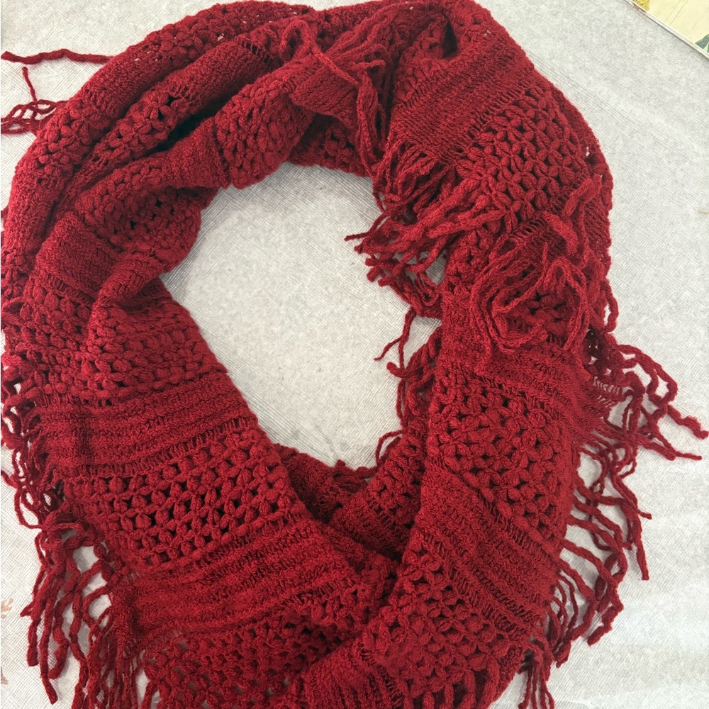 Elegant Burgundy Knit  Infinity Fashion Scarf